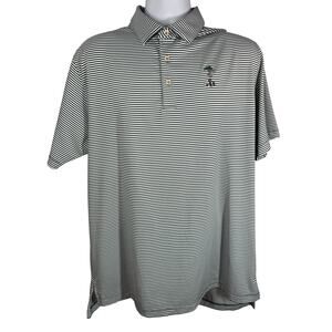 Peter Millar Shirt Mens Large Green stripe Polo Summer Comfort Golf Club Logo